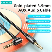 usams 1 2m 3 5mm right angle jack braided aux audio cable for mobile phone tablet laptop headphone speaker amplifier car audio