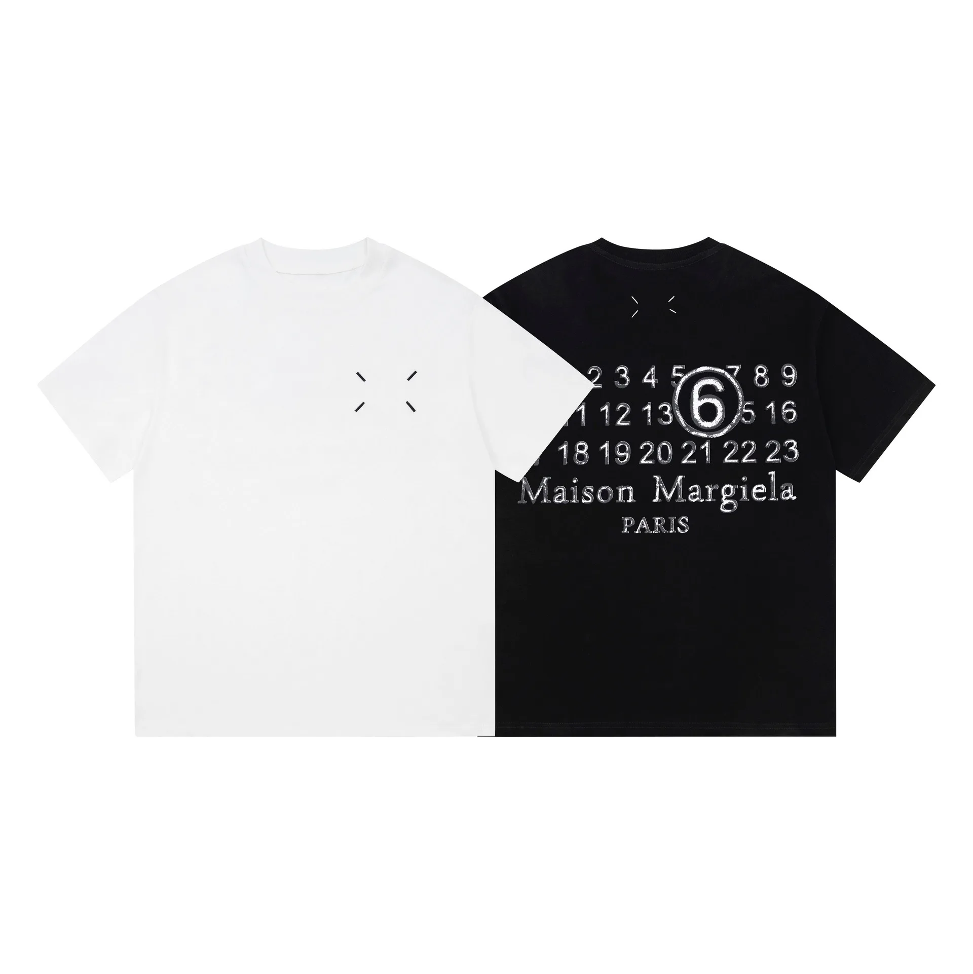 

margiela style summer new oversized t-shirt MM6 classic embroidery back calendar print short sleeve t-shirt unisex men and women