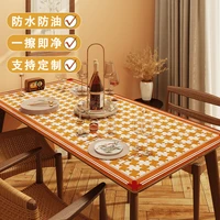 leather table mat light luxury retro pvc tablecloth home living room rectangular ins printed leather table mat