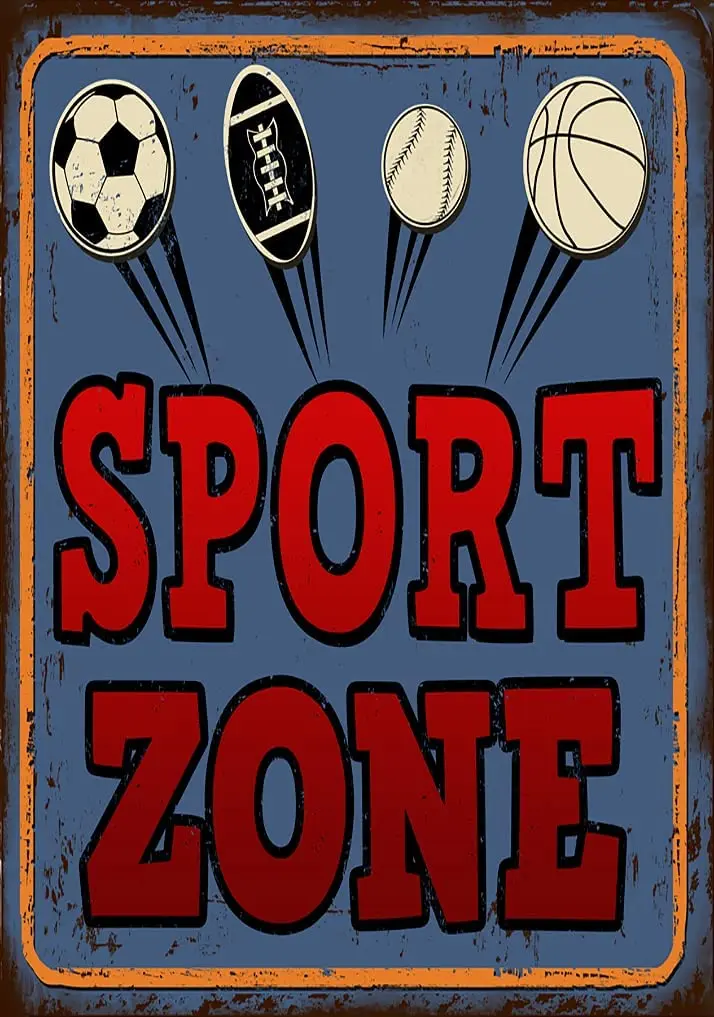

Vintage Rusty Metal Sign Sport Zone Tin Signs for Home Bar Coffee