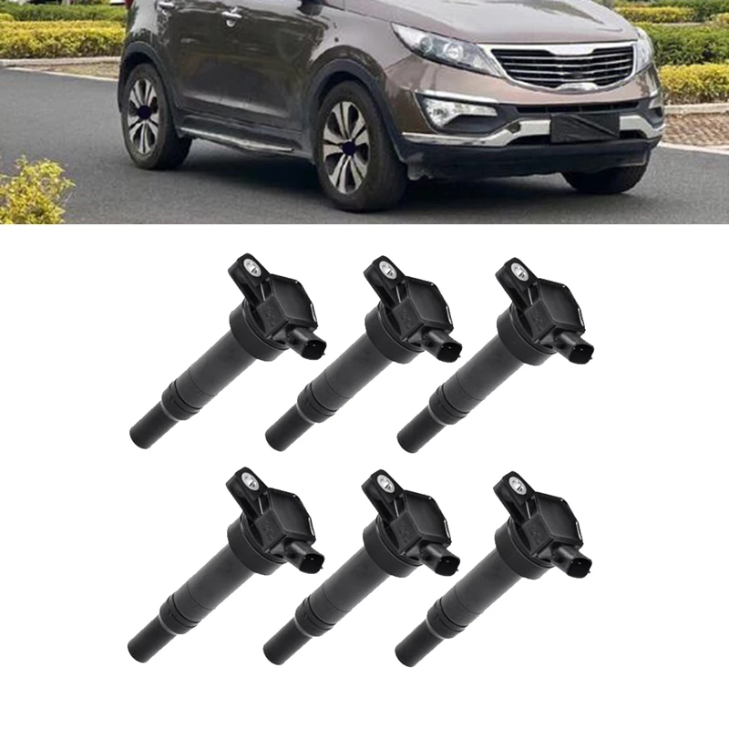 6 шт. катушка зажигания автомобиля 27300-2E000 UF651 для Hyundai Elantra Kia Soul Forte 1.8L 2.0L 2011-2016 273002E000
