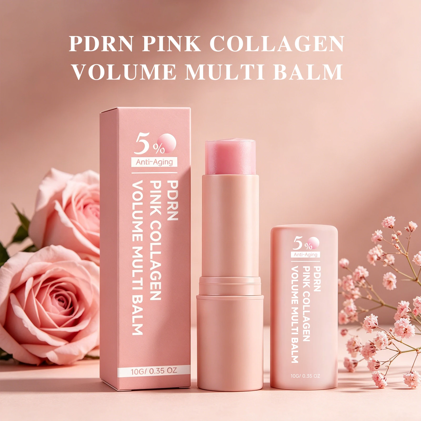 Фото Бальзам-стик PDRN Pink Collagen Multi Volume: против морщин, для упругости кожи, улучшения тонуса, выравнивания цвета лица, омоложения кожи. №1