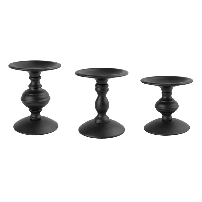 

Candle Holder Black Metal Candle Holder 3 Piece Set For Home Decoration