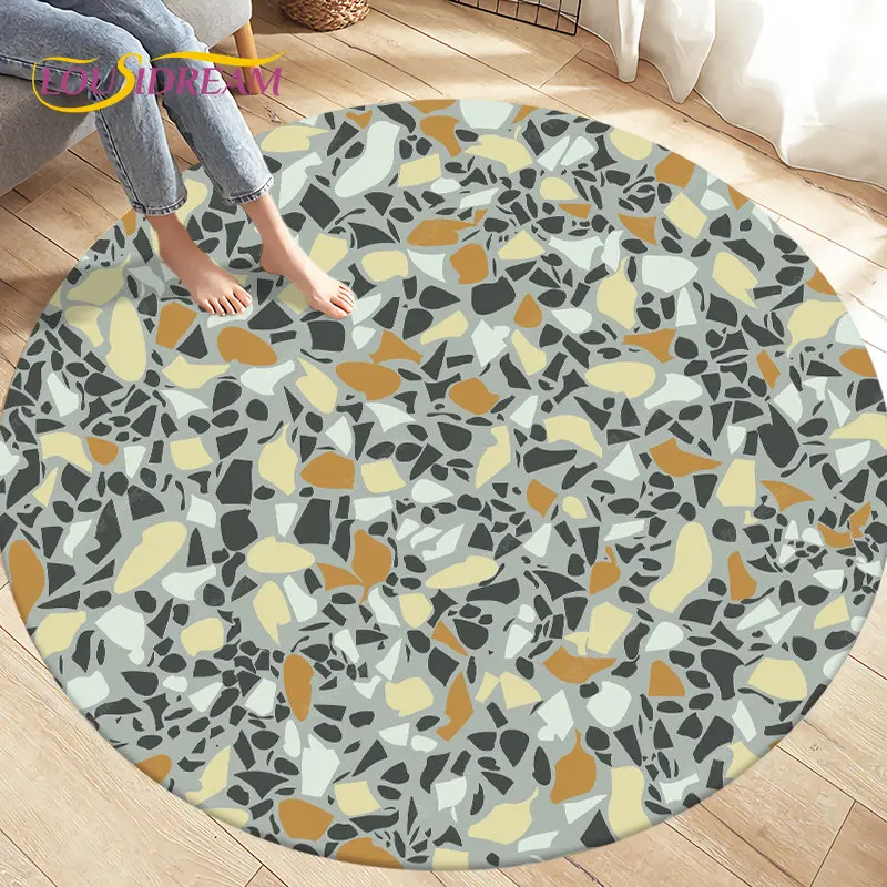 

Crushed Stone Path Colour Gravel Round Area Rug,Circle Carpet Rug for Living Room Bedroom Sofa Decor, Kids Floor Mat Kitchen Mat