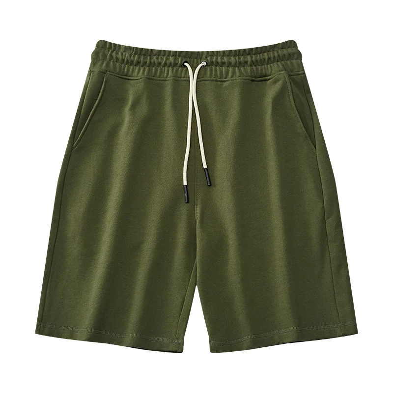 

Men Summer Terry Cloth Shorts Vintage Army Green Sportswear Lace-up Drawstring Girls Knitted Cotton Shorts Boy Streetwear