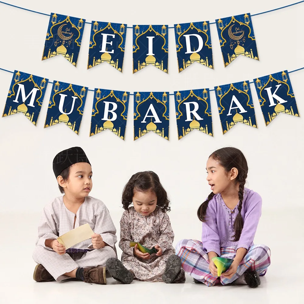 

Eid Mubarak Decoration 2023 Hanging Flag Ramadan Kareem Middle East Ramadan for Home Door Islamic Muslim Party Decor