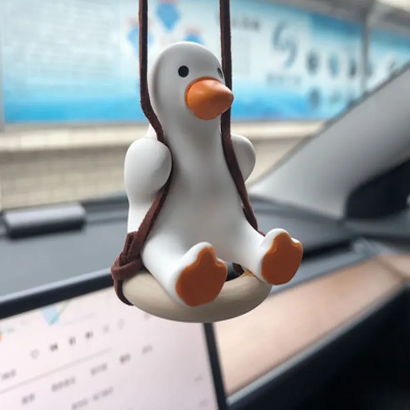 

Cute Duck Pendant Car Accessorie Swing Auto Rearview Mirror Ornaments Birthday Gift Auto Decoraction Car Fragrance Gypsum