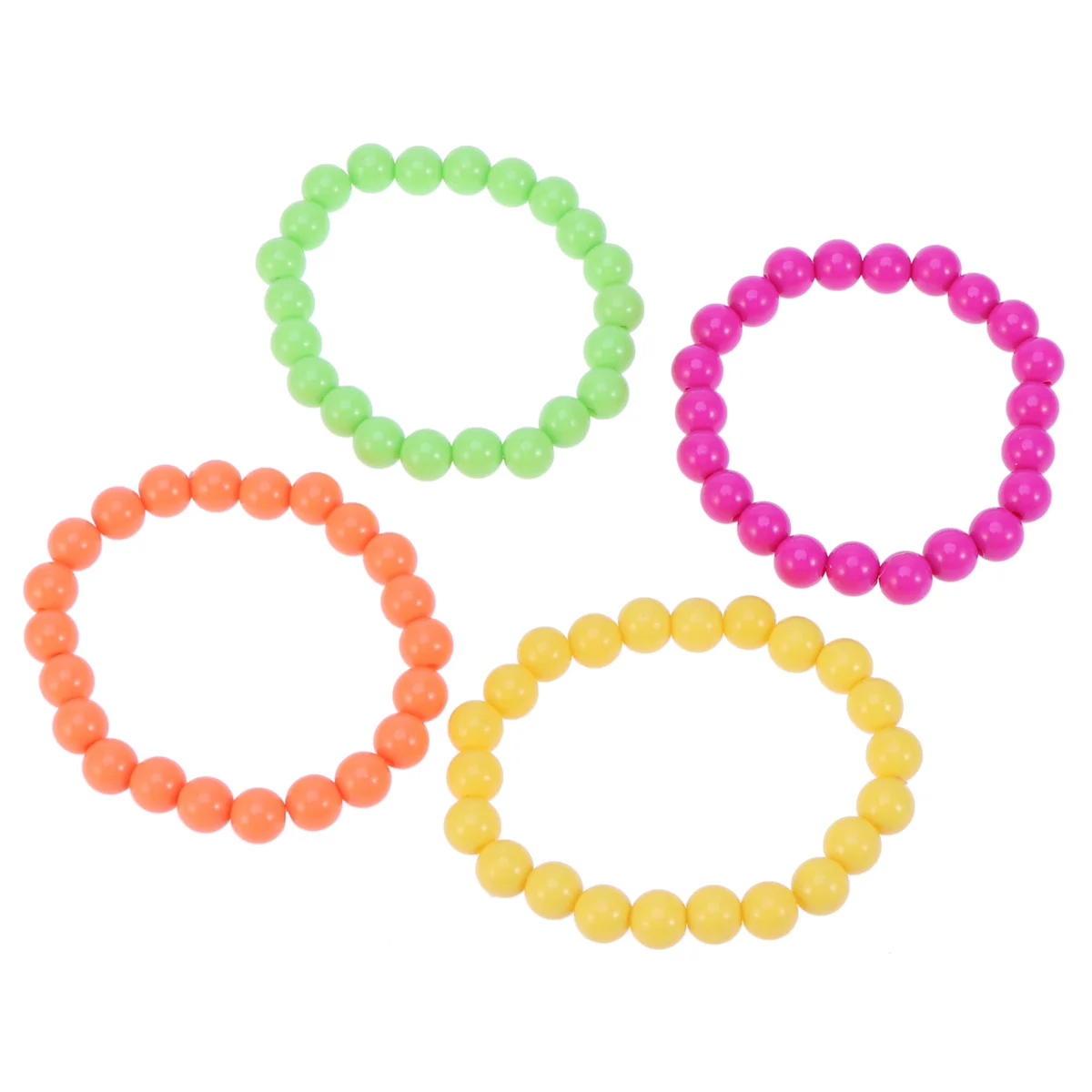 

4pcs Necklaces For Prom Neon Bead Bracelet Plastic Beaded Ball Chain Bracelet Party Dress Up Costume Accessories