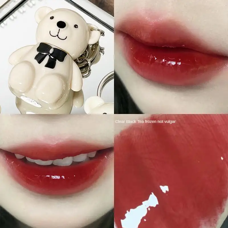 

Little Bear Crystal Frozen Strawberry Glossy Lip Glaze Mirror Whitening Doodle Lip Korean Makeup Lip Gloss Cosmetics Lipsticks
