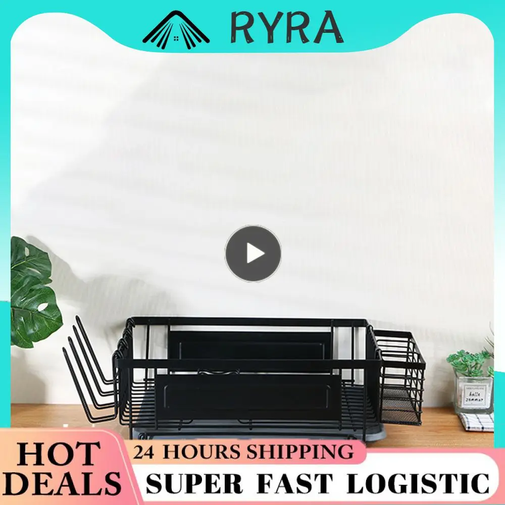 

Iron Material Extendable Dish Drainer Not Easy To Rust Multifunctional Sink Rack Easy To Clean Save Space Chopsticks Cup Holder