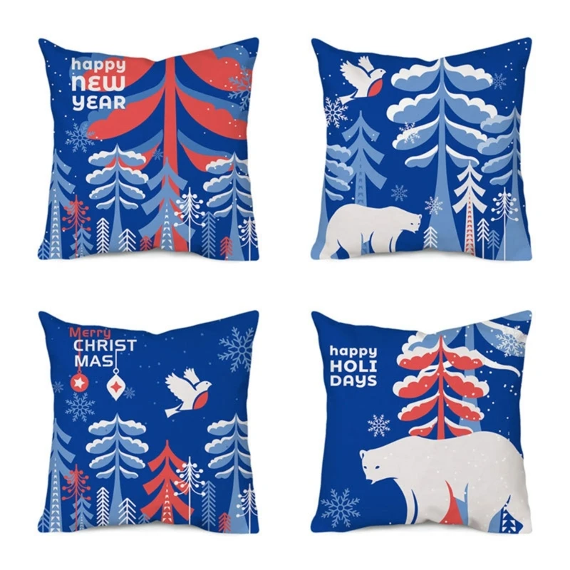 

Рождественские наволочки 18x18 дюймов набор из 4 наволочек для диванных подушек рождественские украшения для дивана домашние украшения B03D