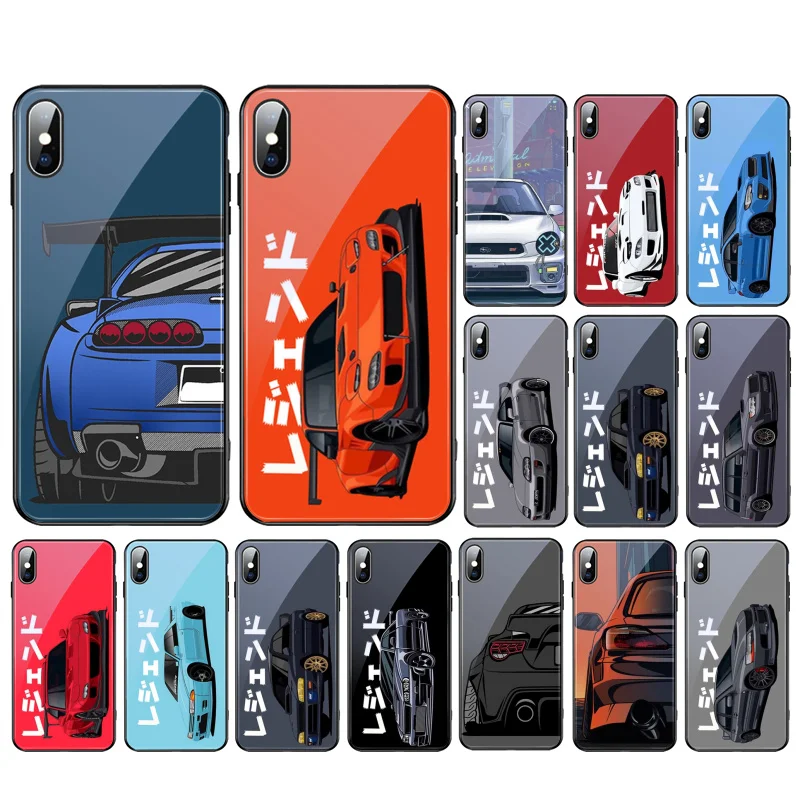 

JDM Car Glass phone case For Samsung Galaxy S23 S22 S21 S20 Ultra S20 S22 S21 S20FE A52 A33 A13 A32