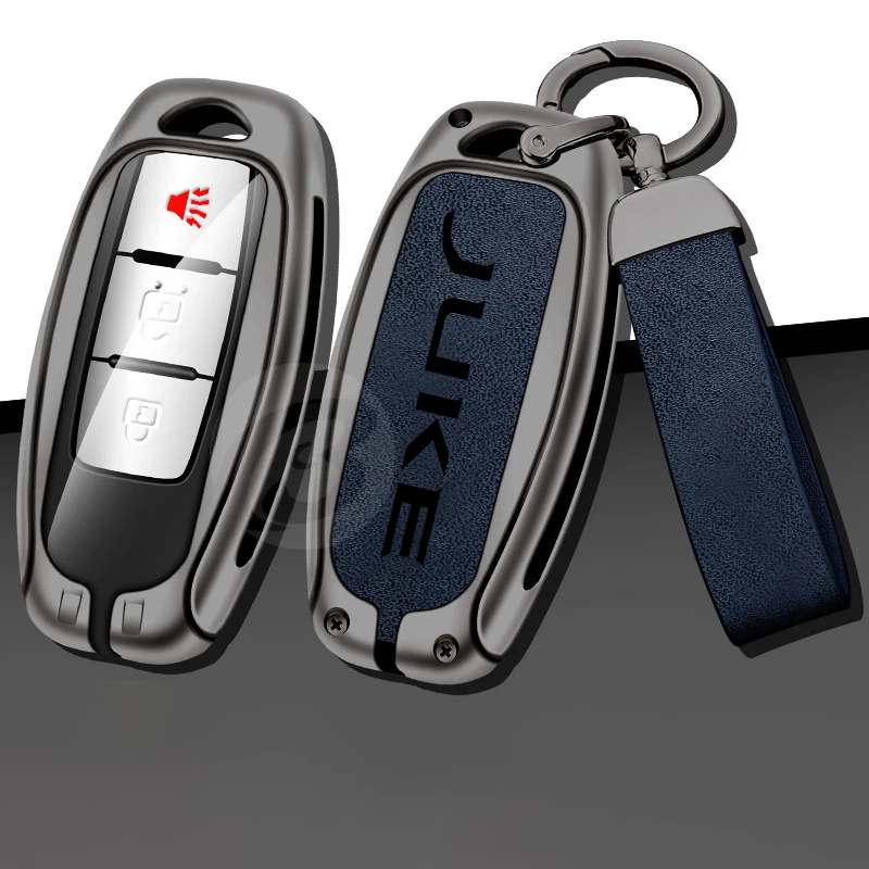 

Zinc Alloy Leather Car Key Case Full Cover for Nissan Juck Sylphy Protection Key Shell Bag with Metal Keychain Accessories