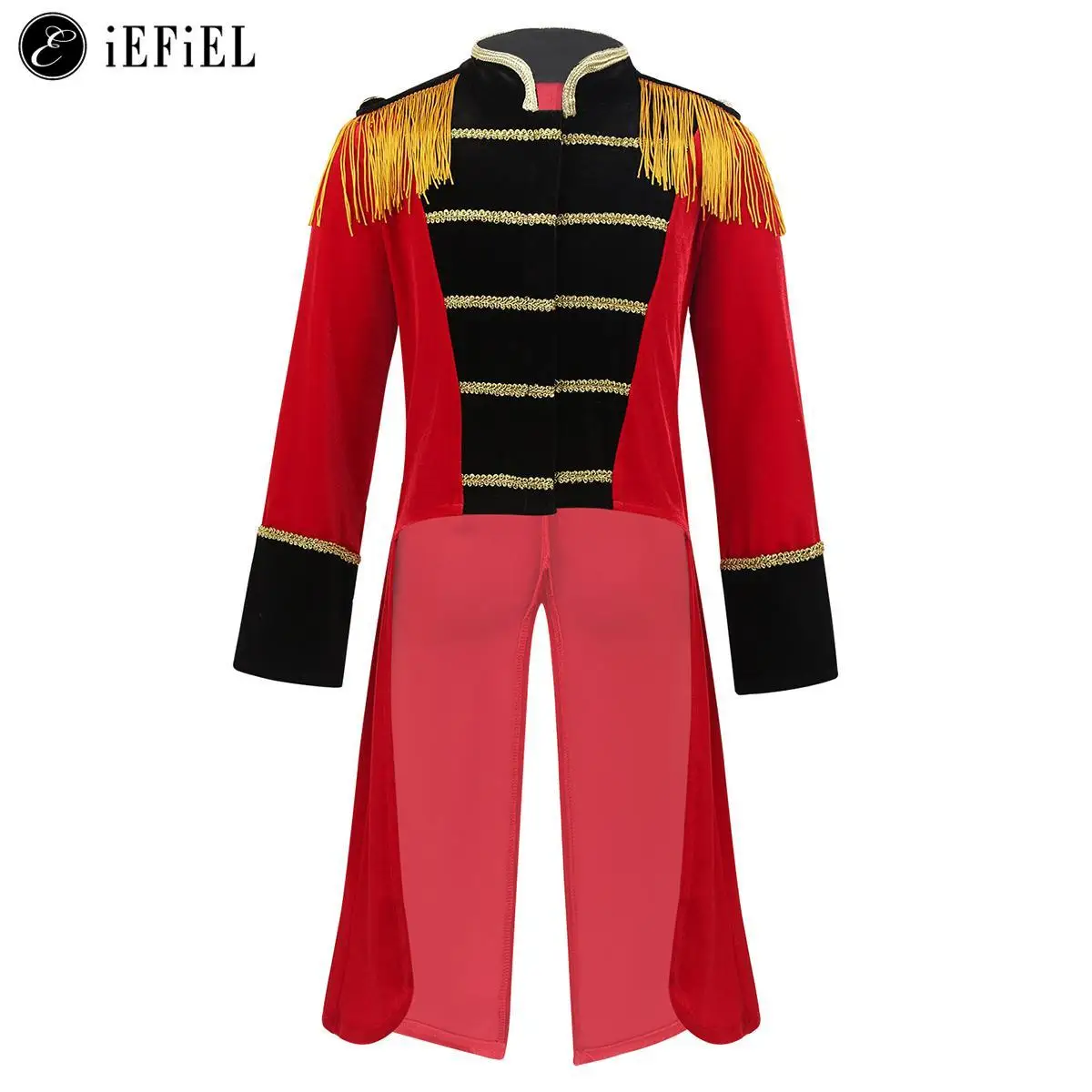 

Kids Boys Girls Circus Ringmaster Lion Tamer Costume Children Long Sleeves Fringes Trim Tailcoat Jacket for Halloween Party