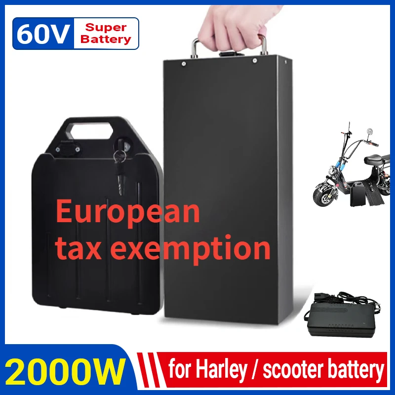 Harley Electric Car Lithium Battery Waterproof 18650 60V 20ah for Two Wheel Foldable Citycoco Scooter Bicycle |
