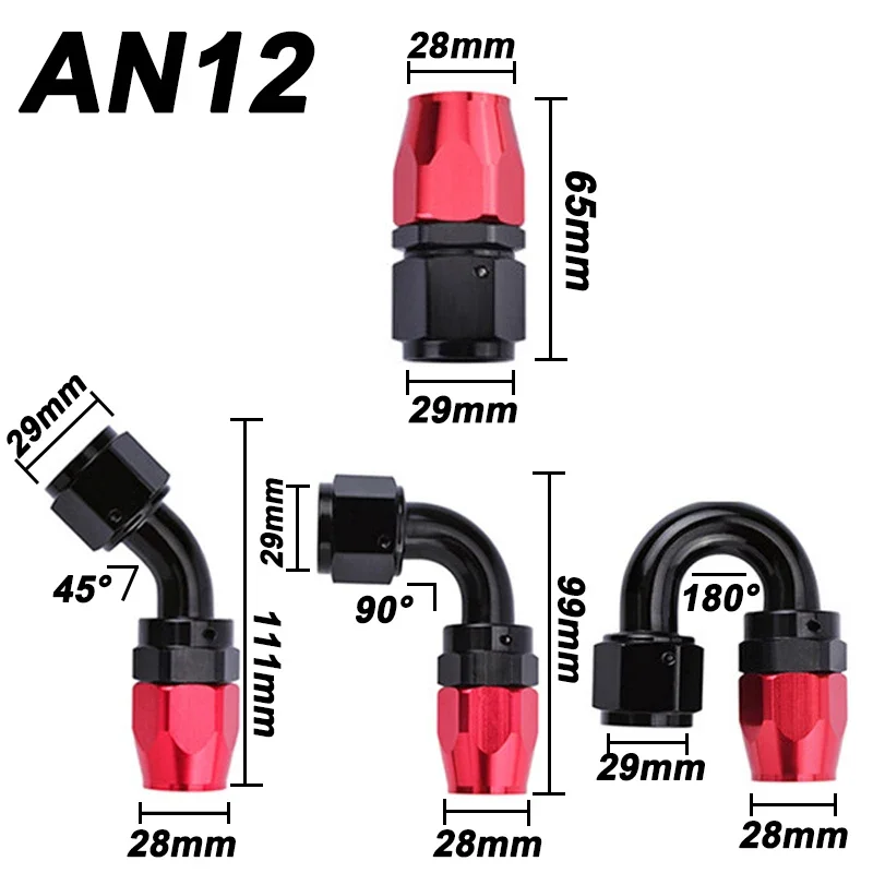 2X Универсальный черный красный AN4 AN6 AN8 AN10 AN12 прямой 45 90 180 градусов масло топливо
