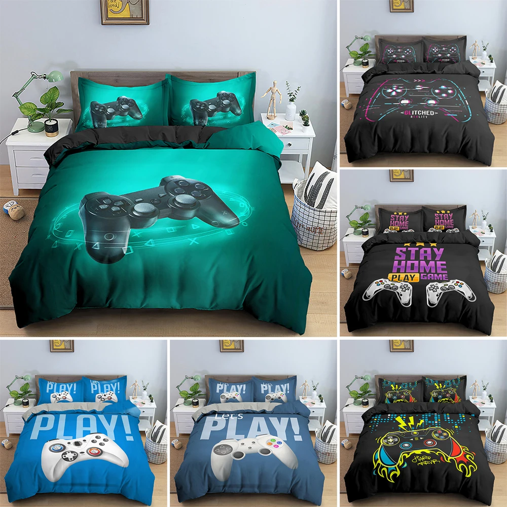 

Game Bedding Set 3D Duvet Cover Set 140x210 Single Size Comfort Boys Quilt Cover with Pillowcase 2/3Pcs Kids Bedroom Decor