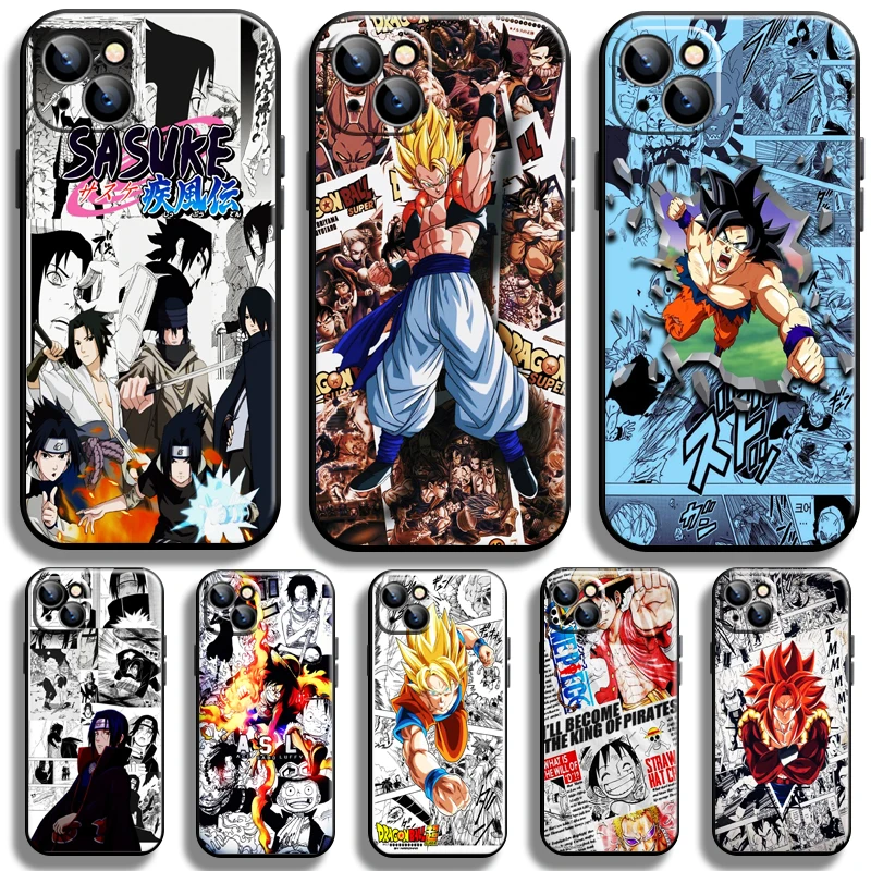 

Naruto One Piece Dragon Ball For Apple iPhone 13 12 11 Pro 12 13 Mini X XR XS Max SE 5 6 6s 7 8 Plus Phone Case Funda Black
