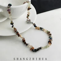 europe 2022 new trend luxury irregular natural stone beaded necklace for womens fashion temperament retro ethos design jewelry