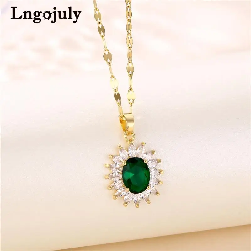 

Wholesale Fashion Jewelry Titanium Steel Women Necklace 18K Gold Plated Necklace For Women Anniversary Party Jewelry Gift TGN062