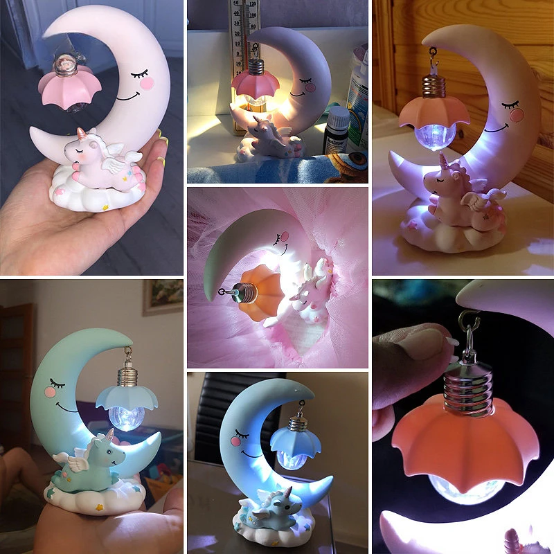 

LED Night Light Unicorn Moon Cartoon Night Lamp Luminaria Romantic Bedroom Decor Night Lamp Baby Kids Birthday Xmas Gift