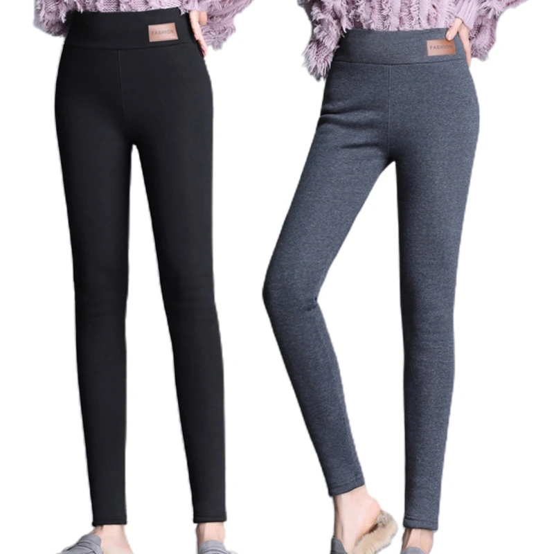 

Womens Winter Faux Fleece Lined Warm Leggings Thicken Thermal Velvet Opaque Tights Solid Color High Waisted Slim Pants