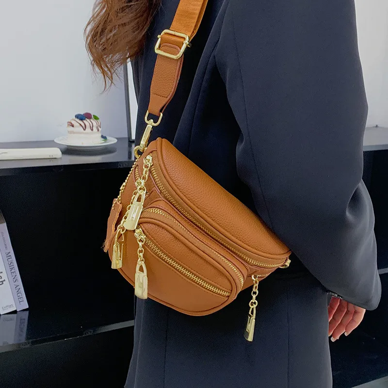 

Роскошная брендовая поясная сумка для женщин, забавная сумочка из искусственной кожи на ремне через плечо, нагрудная женская сумка с широким ремешком