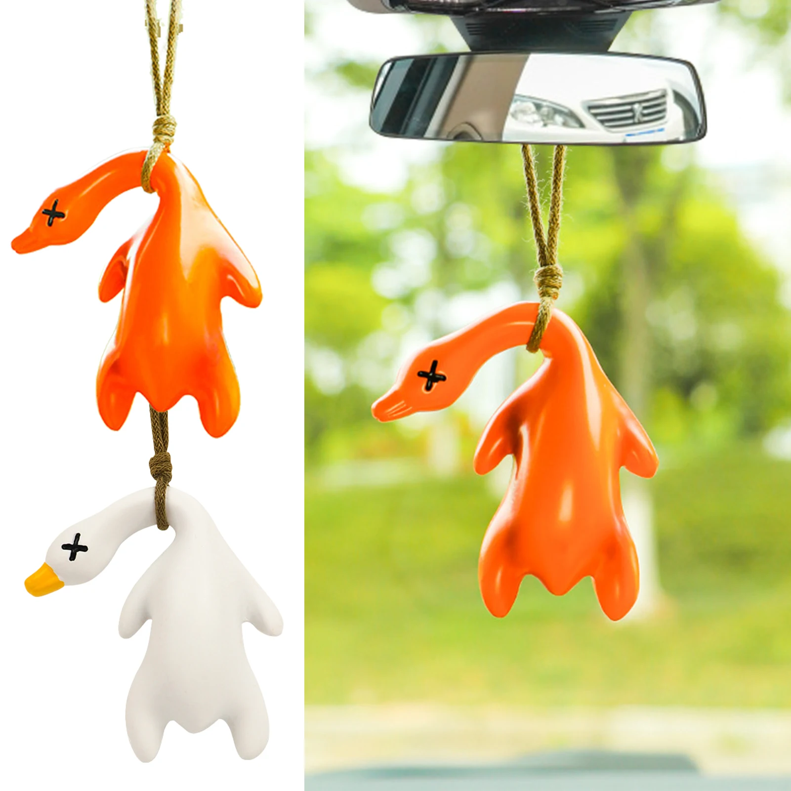 

Handmade Cute Duckling Car Hangings Decoration New Automobile Pendant Decors Roasting Duck For Car Interior Hangings Ornament