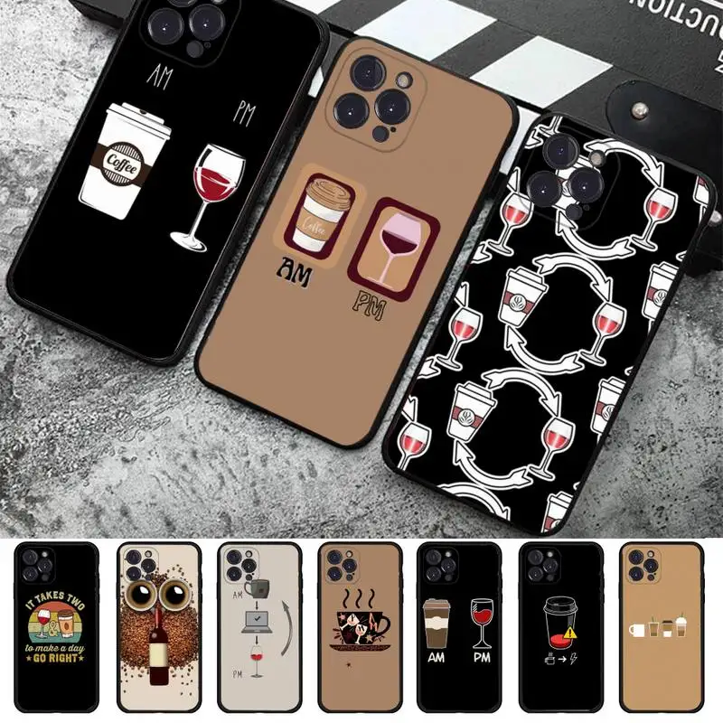 

YNDFCNB Coffee Wine Cup Phone Case For iPhone 8 7 6 6S Plus X SE 2020 XR XS 14 11 12 13 Mini Pro Max Mobile Case