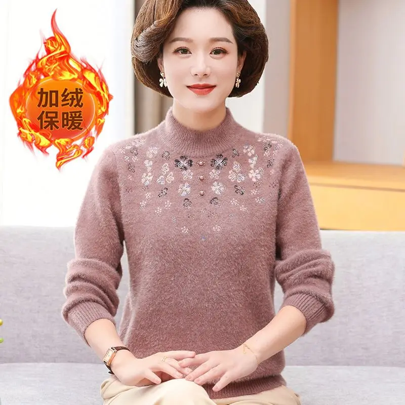 Женский свитер с высоким воротником зимняя бархатная утепленная внутренняя