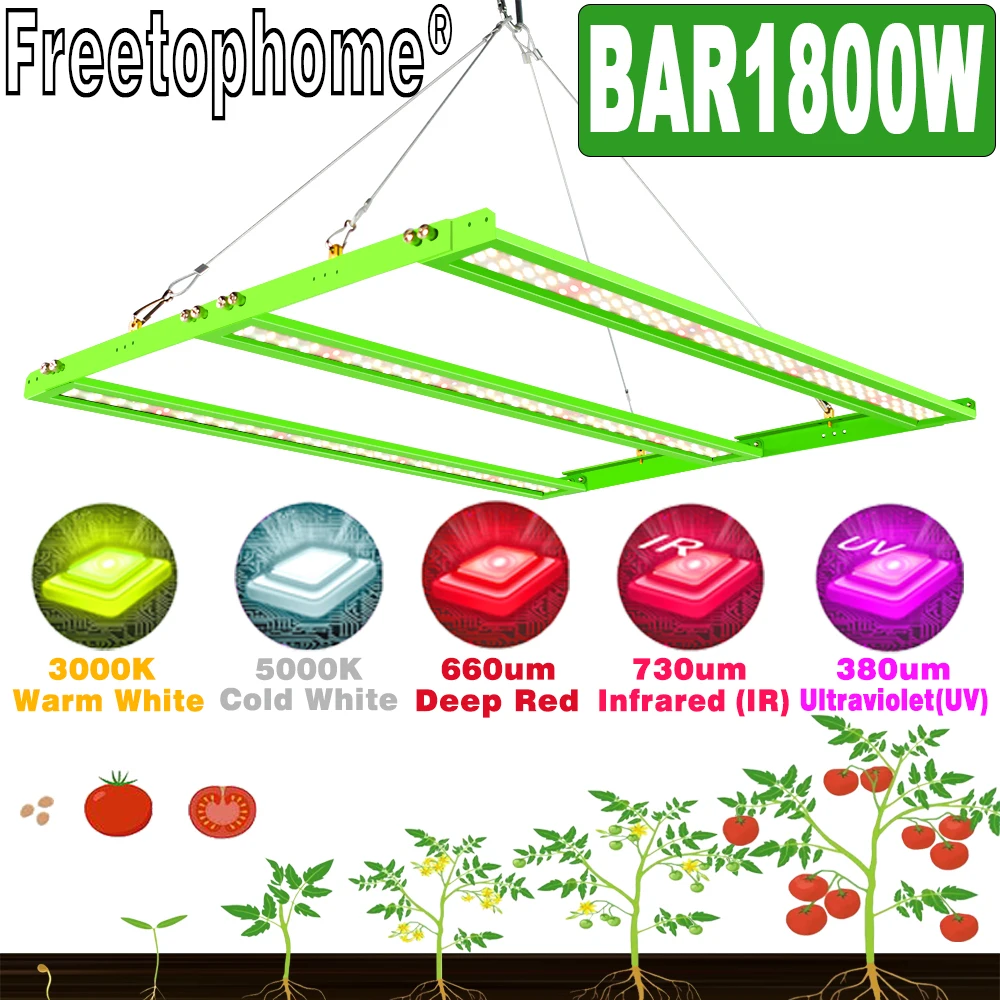 Plants Lamp 1800W Full Spectrum LED Grow Light for Indoor Greenhouse Tent Hydroponics Growing System for Seed Veg Bloom Fruiting