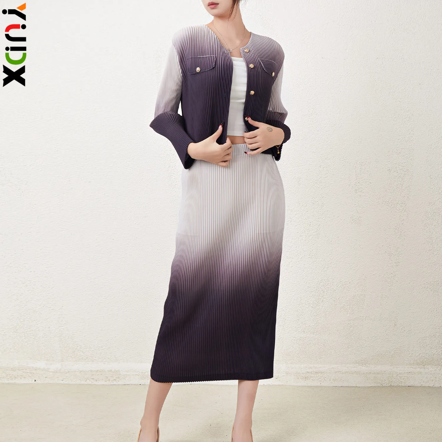 Женский плиссированный Повседневный Кардиган Miyake новый элегантный топ и