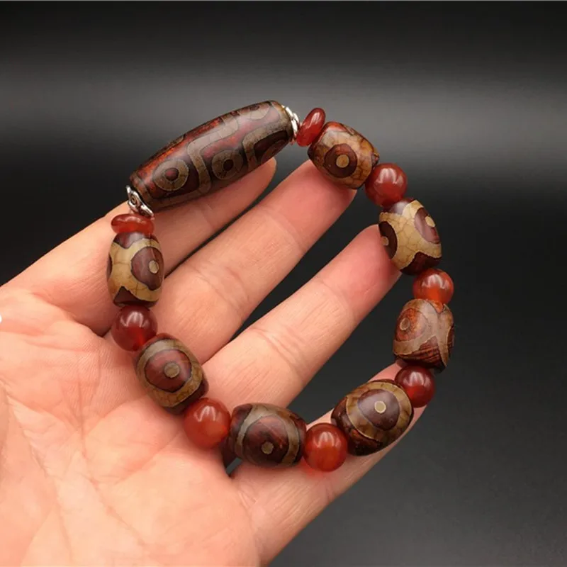 Бусины дзи из натурального камня Тибетский трехглазный браслет бусины с небом