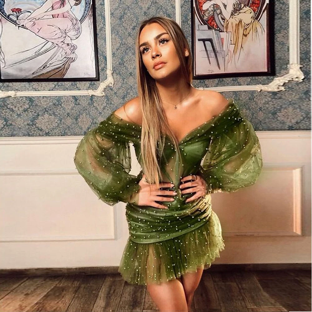 

Fashion Sexy Off Shoulder Vintage Perspective Dress Women Casual Long Sleeve Chiffon A Line Dress 2022 Summer Lady Mini Party