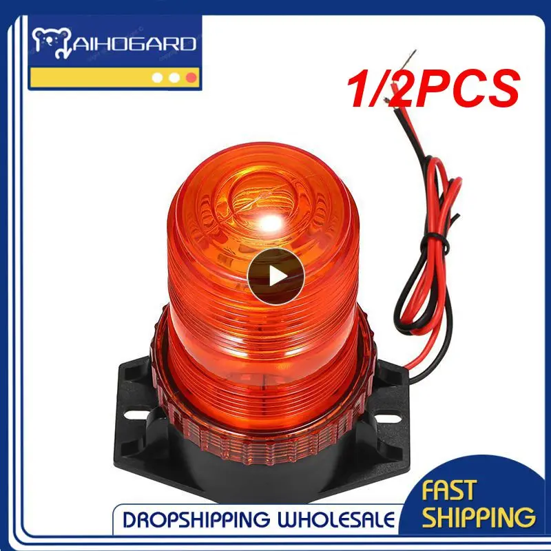 

1/2PCS Indicator High Dome Amber LED Flashing Lamp Car Trucks Rotating Strobe Signal Warning Lights Rolling Emergency Beacon