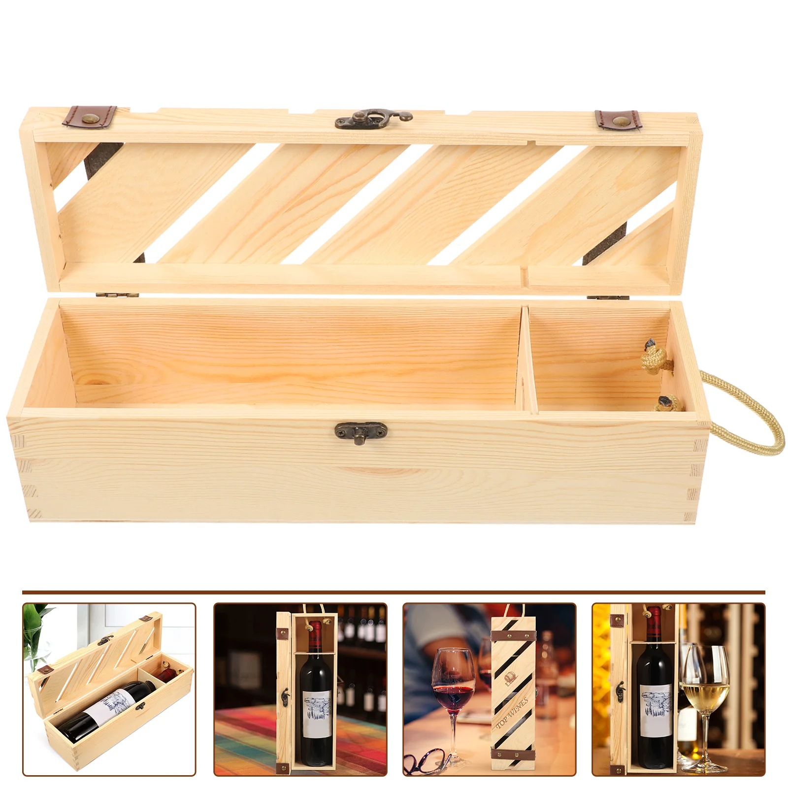 

Box Bottle Wooden Gift Case Storage Holder Carrier Bridalbag Shower Beerfavor Single Carrying Champagne Tote Crates Packing