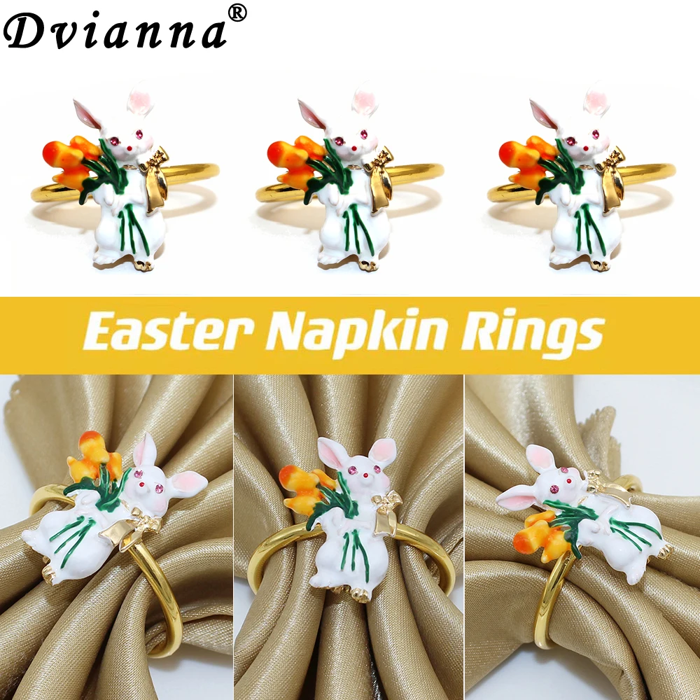 

8Pcs New Easter Bunny Napkin Rings Wedding Decoration Rabbit Napkin Buckle Easter Party Dining Table Decor HWH96
