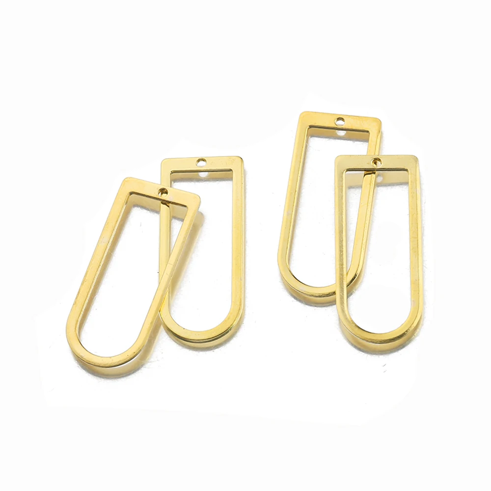 10Pcs Raw Brass 18K Gold Plated Geometric D Shape Charms Arch Pendants Resin Frame For Diy Jewelry Necklace Drop Earrings Making