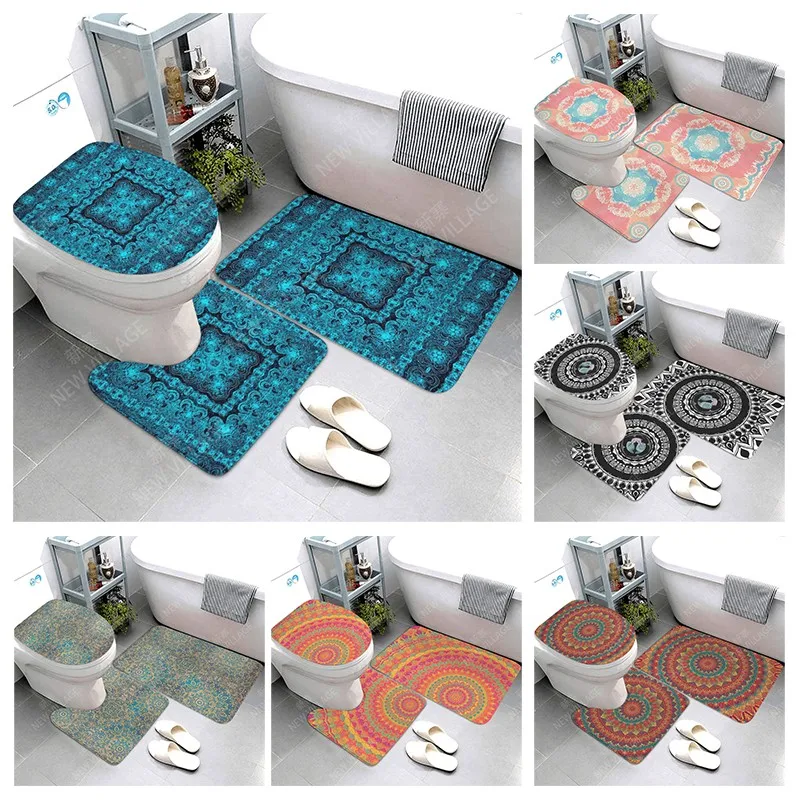 

Anti-slip Bath Mats Bathroom Shower Mat Decor Absorbent Foot Mat Entrance Bathtub toilet rug Morocco vintage Persia boho Mandala