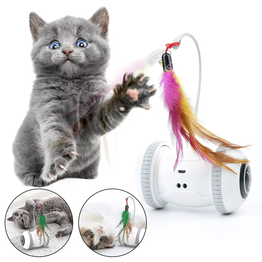 

Automatic Sensor Cat Toy Interactive Cat Chasing Smart Robotic USB Rechargeable Kitten Toys for Pets Electronic Feather Teaser