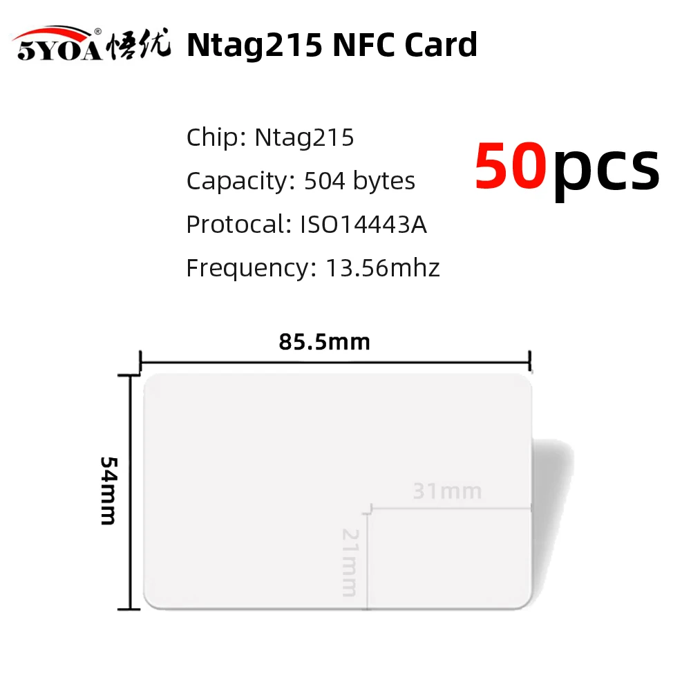 

NFC-карты 5YOA Ntag215 водонепроницаемые 504 байт