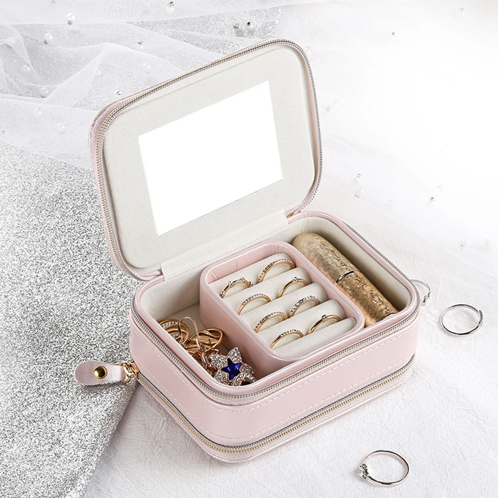 

Simple Candy Color Portable Jewelry Storage Box Travel Earrings Necklace Ring Holder Organizer Display Small Cases Accessories