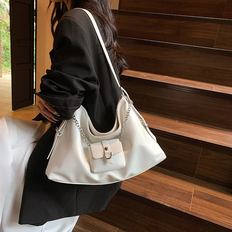 Fashion Soft Leather Women Shoulder Bag Chains Crossbody Bags for Women Large Hobo Handbags 2 Bags/set Composited Bag Tote Chic