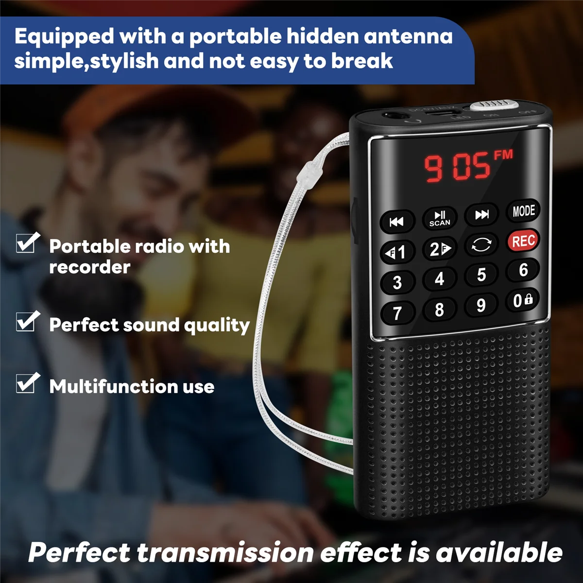 Карманное FM-радио Walkman Портативное радио с аккумулятором и записывающим