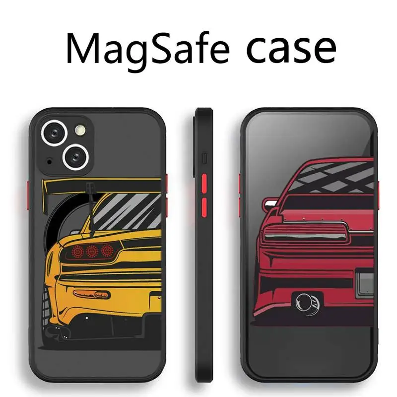 

Male Men JDM Sports Car Phone Case Transparent Magsafe Magnetic Magnet For iPhone 13 12 11 Pro Max Mini Wireless Charging Cover