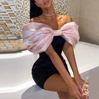 ladies party dresses sexy elegant tight dress with bows strapless pink mini tight dress short black 2022 new years dress pink