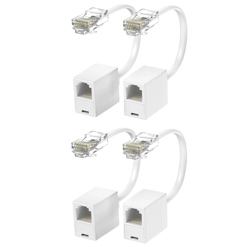 

4 Pieces Of RJ45 Male To RJ11 Female Adapter, Telephone RJ11 6P4C Female To Ethernet RJ45 8P4C Male Converter Cable