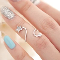 pentagram star starfish diamond inlaid open ring open bracelet dual purpose nail bracelet