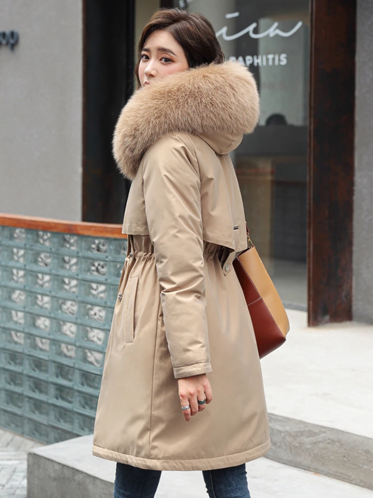 

Winter Coat for Women Heavy Jackets with Hood Oversized Midi Long Wool Collar Warm Padded Hot Parka Long Sleeve Top Clothing