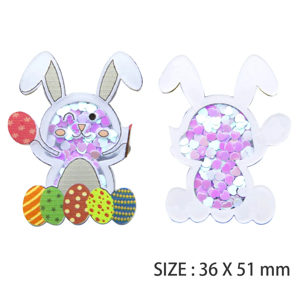 Акриловая фотоаппликация в виде зайчика с блестками 1Yc23894
